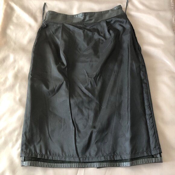 Black Leather Midi Skirt - Picture 6 of 7